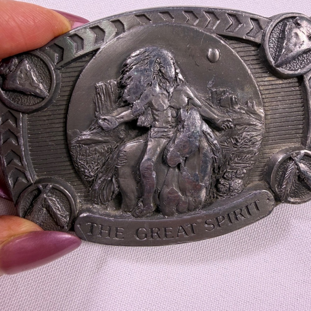 Vintage Frank Leonardo Leather Belt Buckles of America Great Spirit BA-141 38 - Picture 4 of 11
